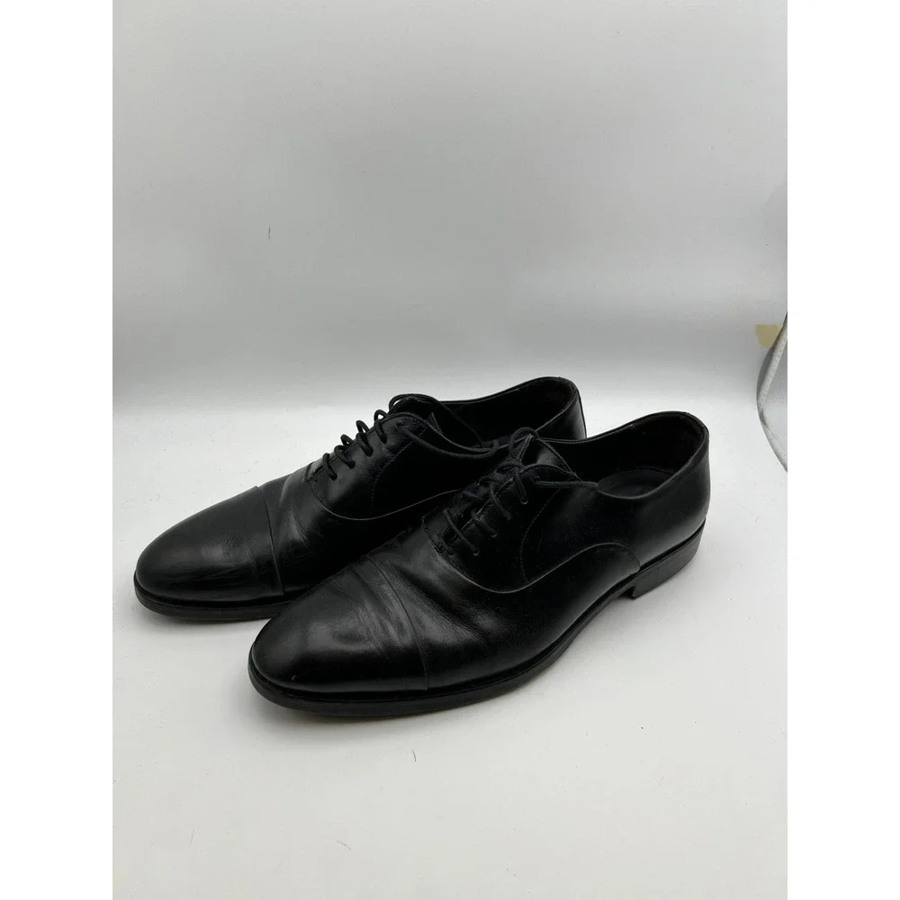 To Boot New York Adam Derrick Italy Black Leather Cap Toe Oxford Shoes Mens 10.5